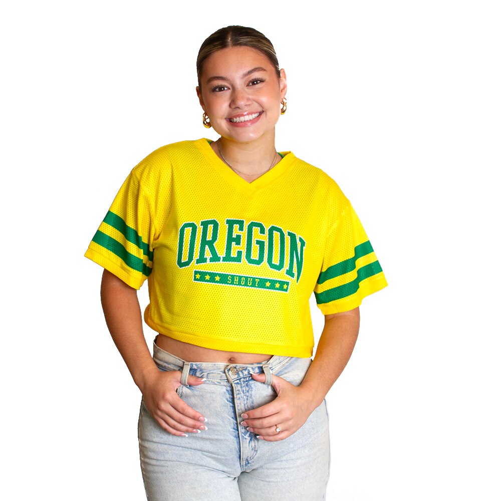Arched Oregon, Zoozatz, Yellow, Crop Top, Polyester, Women, Football, Mesh, T-Shirt, 796950